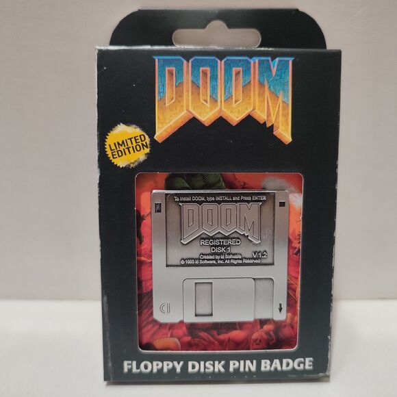 Doom Floppy Disk Limited Edition Enamel Pin Official Bethesda Collectible Badge - Picture 1 of 3